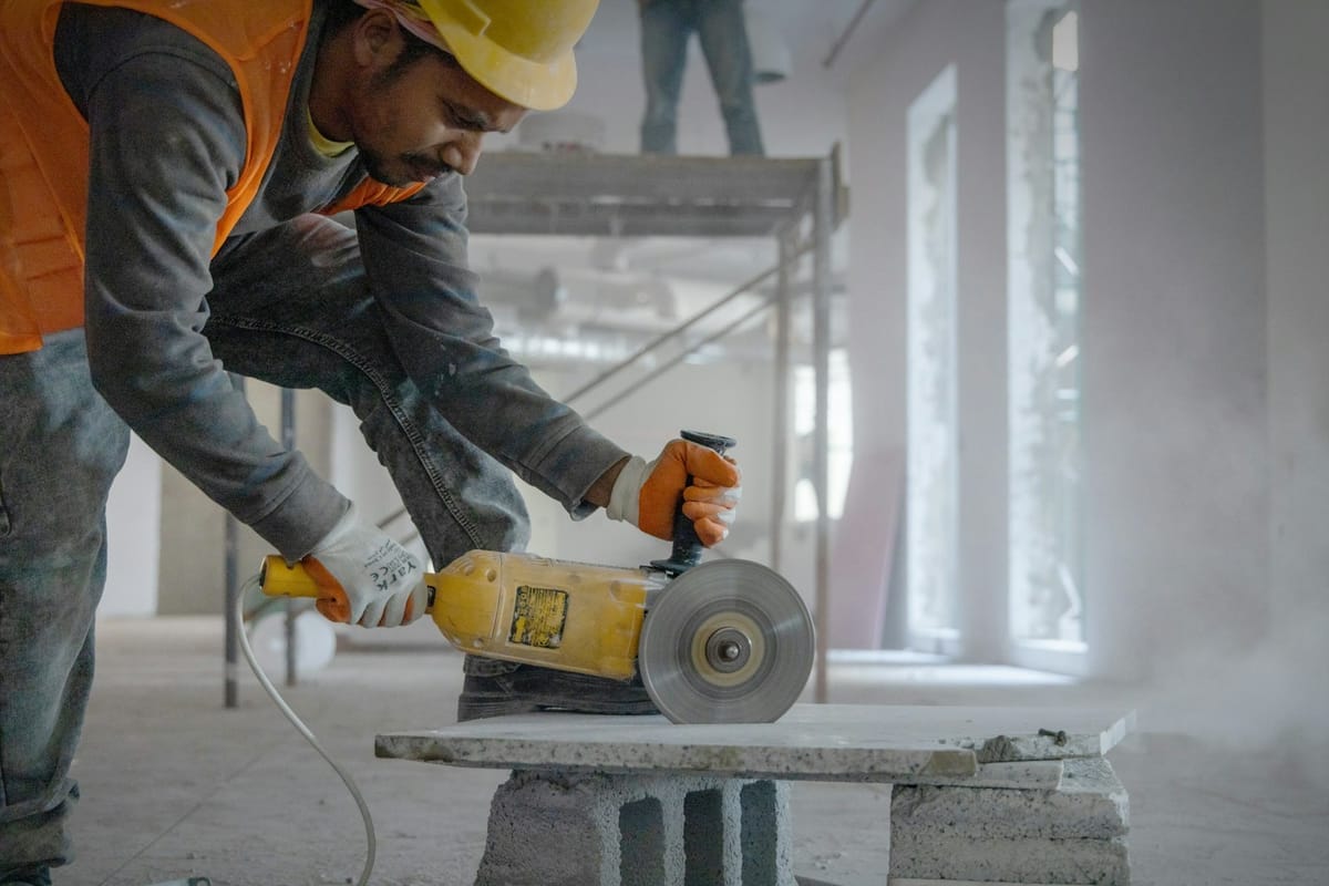 Illustrative example of diamond grinding concrete in preparation for an epoxy coating